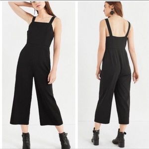 Urban Outfitters Square Neck Black Structured Jumpsuit - Size Large